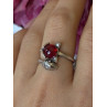 925 Sterling Silver Fox & Snake Red Glass Cabochon Ring Size 9 Sizable