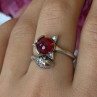 925 Sterling Silver Fox & Snake Red Glass Cabochon Ring Size 9 Sizable