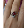 925 Sterling Silver Fox & Snake Red Glass Cabochon Ring Size 9 Sizable