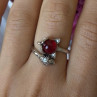 925 Sterling Silver Fox & Snake Red Glass Cabochon Ring Size 9 Sizable