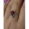 925 Sterling Silver Fox & Snake Red Glass Cabochon Ring Size 9 Sizable