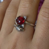 925 Sterling Silver Fox & Snake Red Glass Cabochon Ring Size 9 Sizable