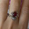 925 Sterling Silver Fox & Snake Red Glass Cabochon Ring Size 9 Sizable
