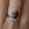 925 Sterling Silver Fox & Snake Red Glass Cabochon Ring Size 9 Sizable