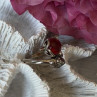 925 Sterling Silver Fox & Snake Red Glass Cabochon Ring Size 9 Sizable