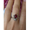 925 Sterling Silver Fox & Snake Red Glass Cabochon Ring Size 9 Sizable