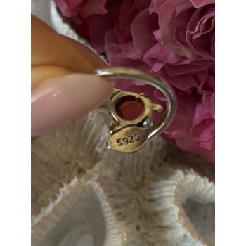 925 Sterling Silver Fox & Snake Red Glass Cabochon Ring Size 9 Sizable