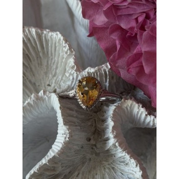925 Sterling Silver Citrine Ring Size 7