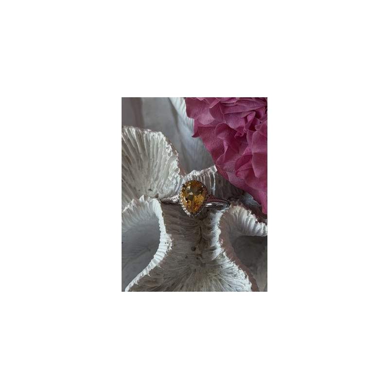 925 Sterling Silver Citrine Ring Size 7