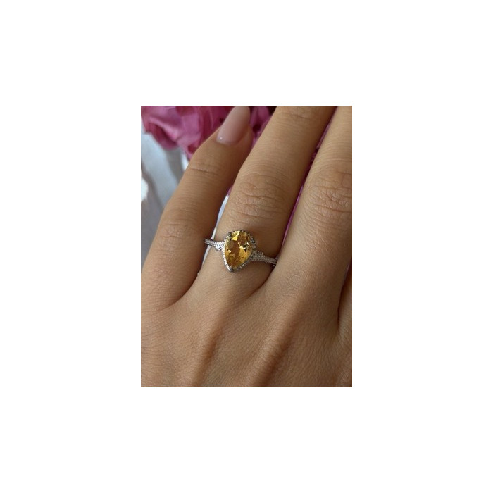 925 Sterling Silver Citrine Ring Size 7