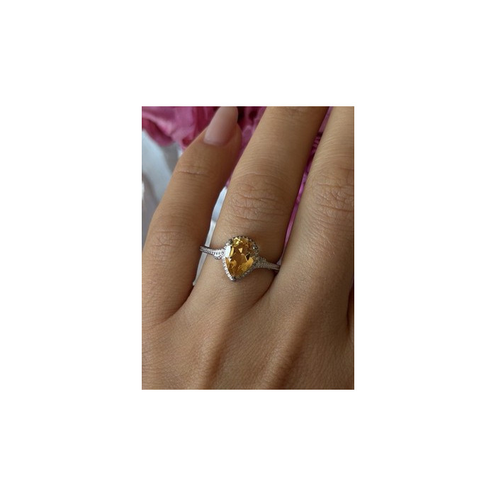 925 Sterling Silver Citrine Ring Size 7