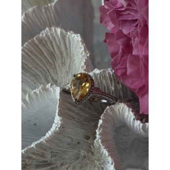 925 Sterling Silver Citrine Ring Size 7