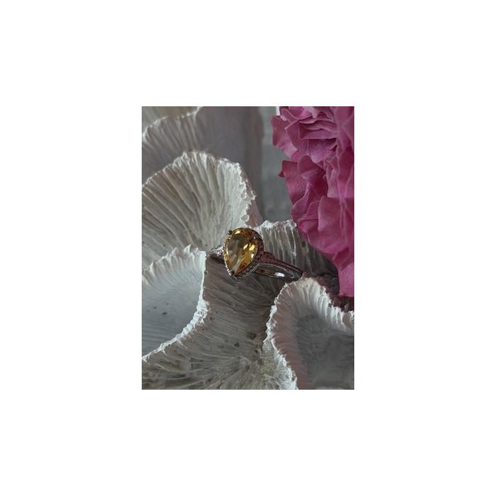 925 Sterling Silver Citrine Ring Size 7