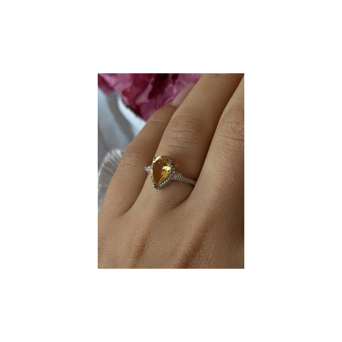 925 Sterling Silver Citrine Ring Size 7