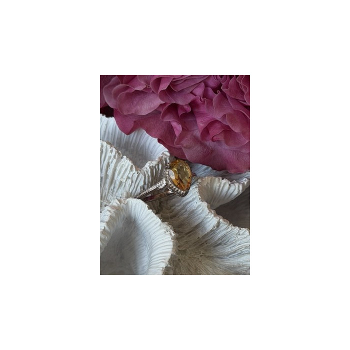 925 Sterling Silver Citrine Ring Size 7