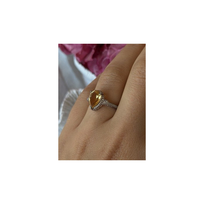 925 Sterling Silver Citrine Ring Size 7