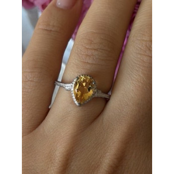 925 Sterling Silver Citrine Ring Size 7