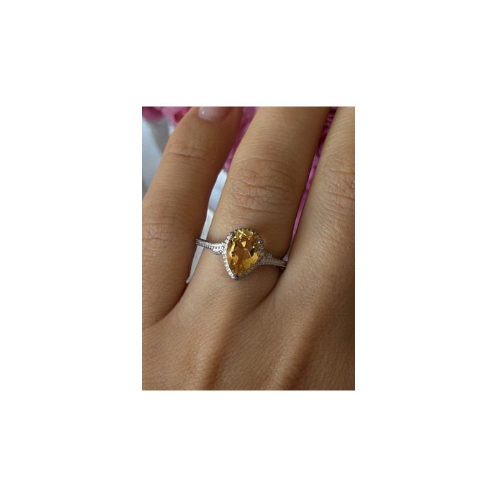 925 Sterling Silver Citrine Ring Size 7