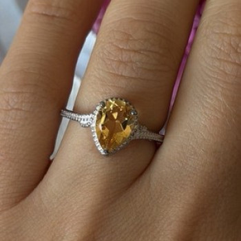 925 Sterling Silver Citrine Ring Size 7