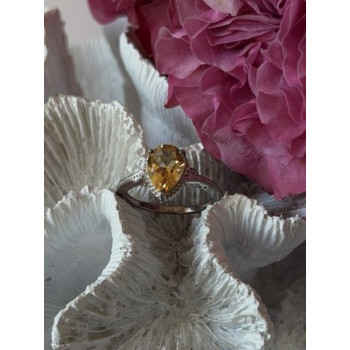 925 Sterling Silver Citrine Ring Size 7