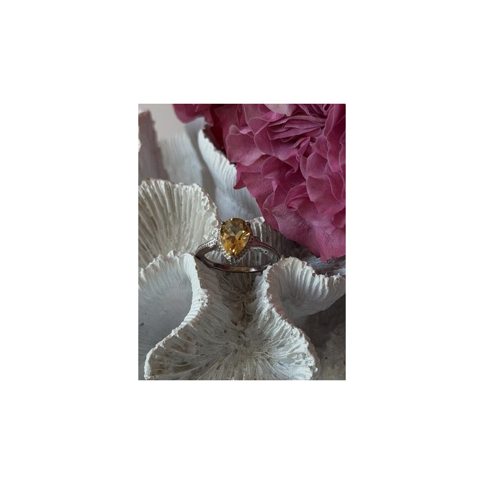 925 Sterling Silver Citrine Ring Size 7