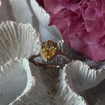 925 Sterling Silver Citrine Ring Size 7