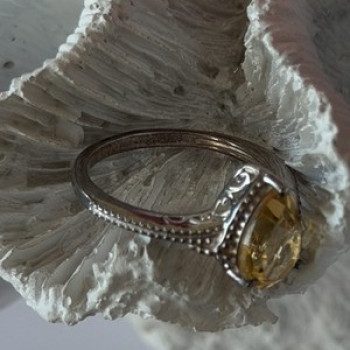 925 Sterling Silver Citrine Ring Size 7