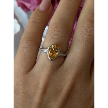 925 Sterling Silver Citrine Ring Size 7