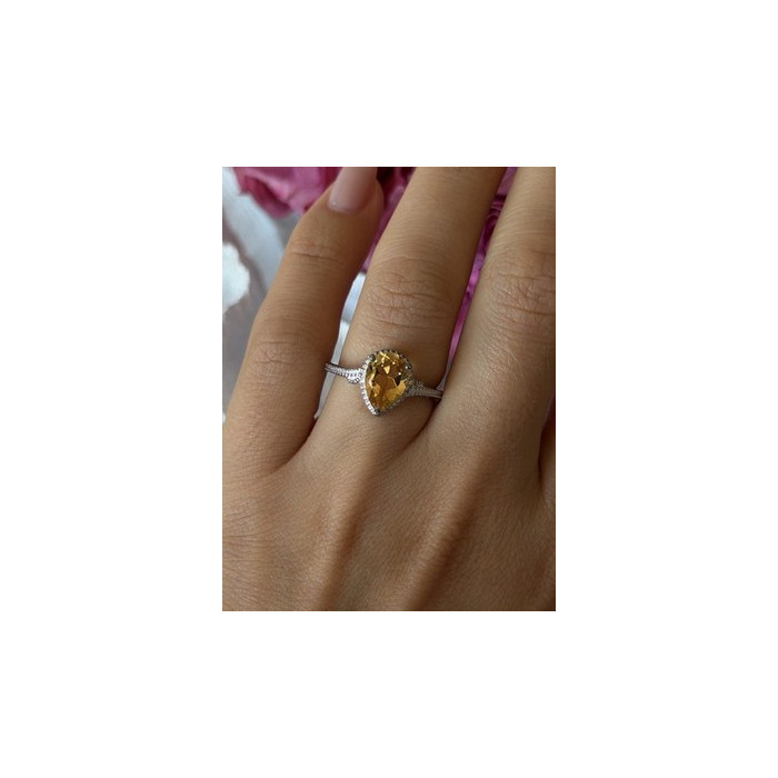 925 Sterling Silver Citrine Ring Size 7