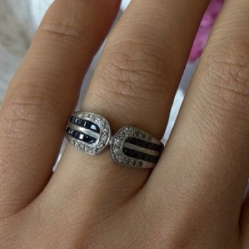 Vintage 925 Sterling Silver Sapphire & Beryl Ring Size 7