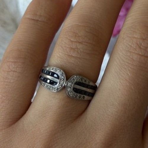 Vintage 925 Sterling Silver Sapphire & Beryl Ring Size 7