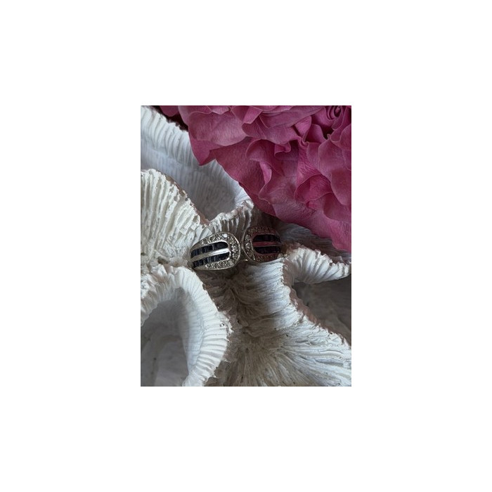 Vintage 925 Sterling Silver Sapphire & Beryl Ring Size 7