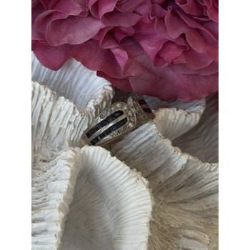 Vintage 925 Sterling Silver Sapphire & Beryl Ring Size 7