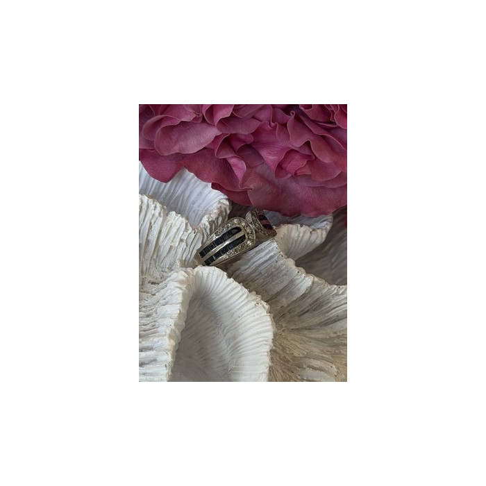 Vintage 925 Sterling Silver Sapphire & Beryl Ring Size 7