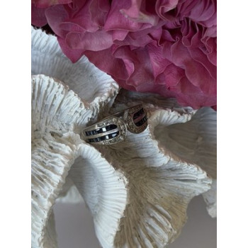 Vintage 925 Sterling Silver Sapphire & Beryl Ring Size 7