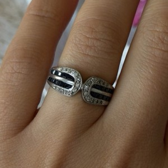 Vintage 925 Sterling Silver Sapphire & Beryl Ring Size 7