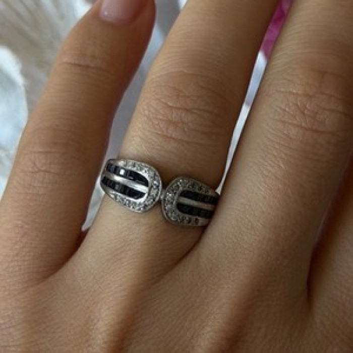 Vintage 925 Sterling Silver Sapphire & Beryl Ring Size 7