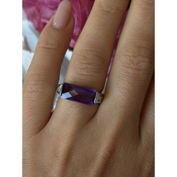 925 Sterling Silver Amethyst Ring Size 7