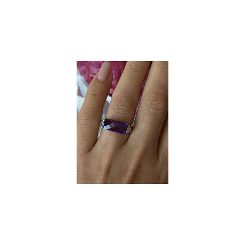 925 Sterling Silver Amethyst Ring Size 7