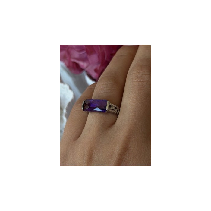 925 Sterling Silver Amethyst Ring Size 7