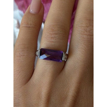 925 Sterling Silver Amethyst Ring Size 7