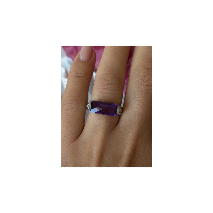 925 Sterling Silver Amethyst Ring Size 7