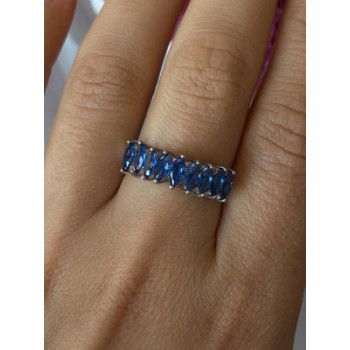 925 Sterling Silver Sapphire Ring Size 8