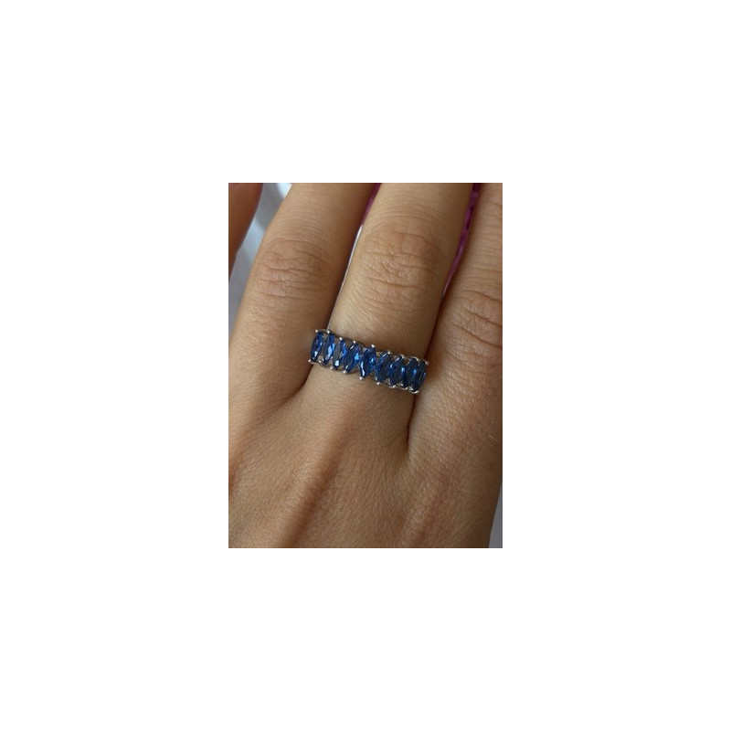 925 Sterling Silver Sapphire Ring Size 8