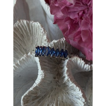 925 Sterling Silver Sapphire Ring Size 8