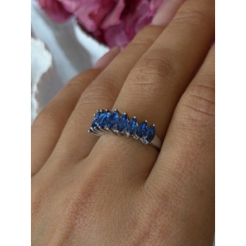925 Sterling Silver Sapphire Ring Size 8