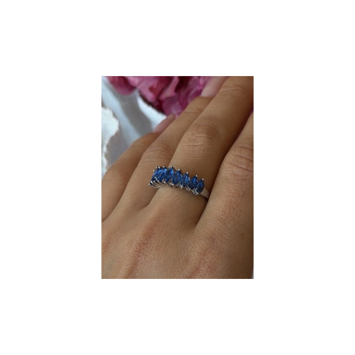 925 Sterling Silver Sapphire Ring Size 8