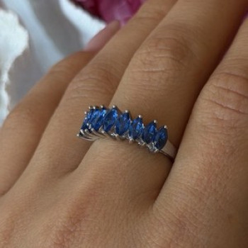 925 Sterling Silver Sapphire Ring Size 8