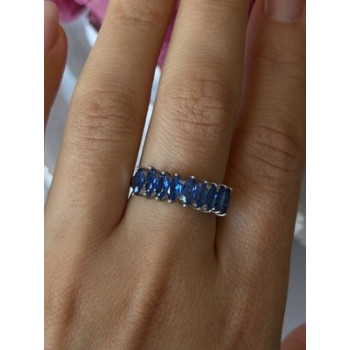 925 Sterling Silver Sapphire Ring Size 8