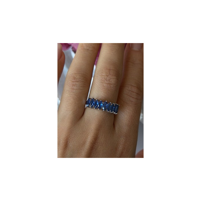 925 Sterling Silver Sapphire Ring Size 8